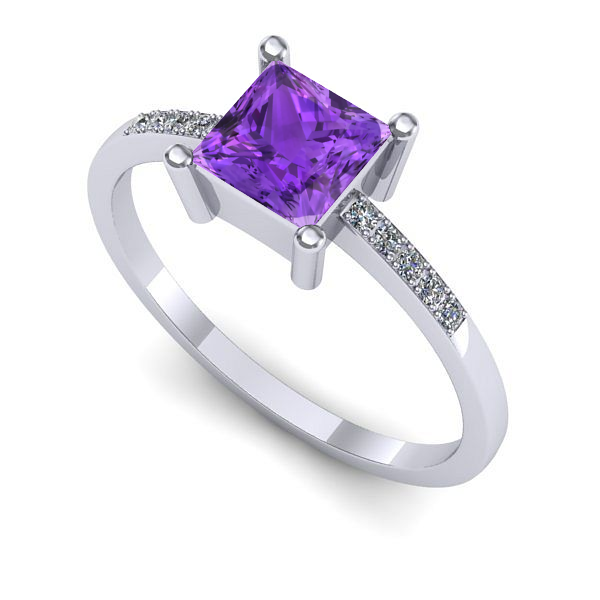 Inel logodna din aur alb cu ametist