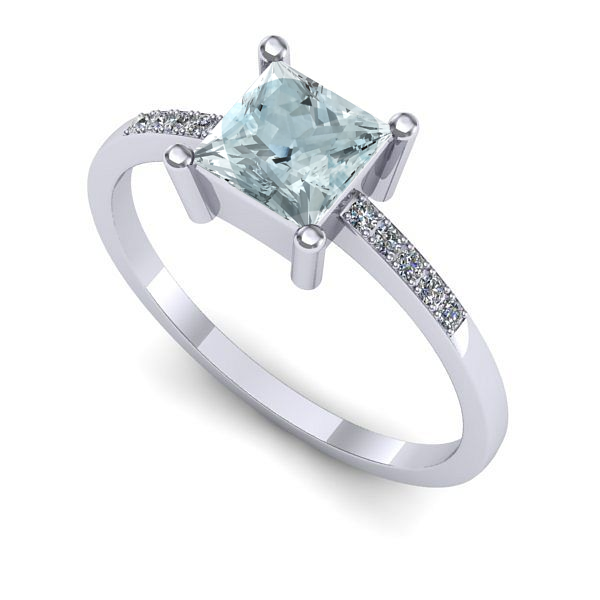 Inel din aur alb cu aquamarin