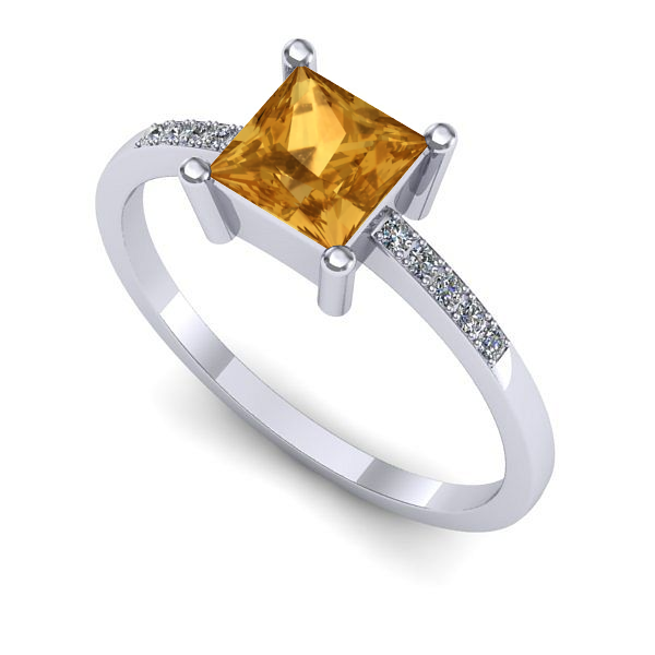 Inel de logodna din aur alb cu citrin