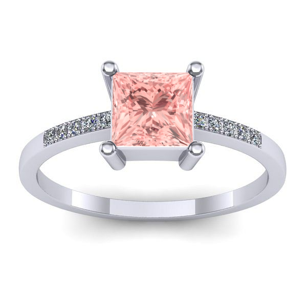 Inel de logodna cu diamant de laborator roz patrat