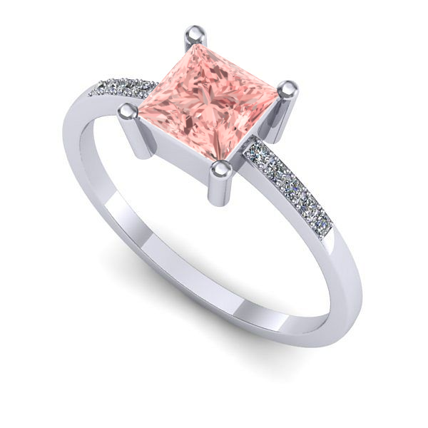 Inel din aur alb cu diamant de laborator roz