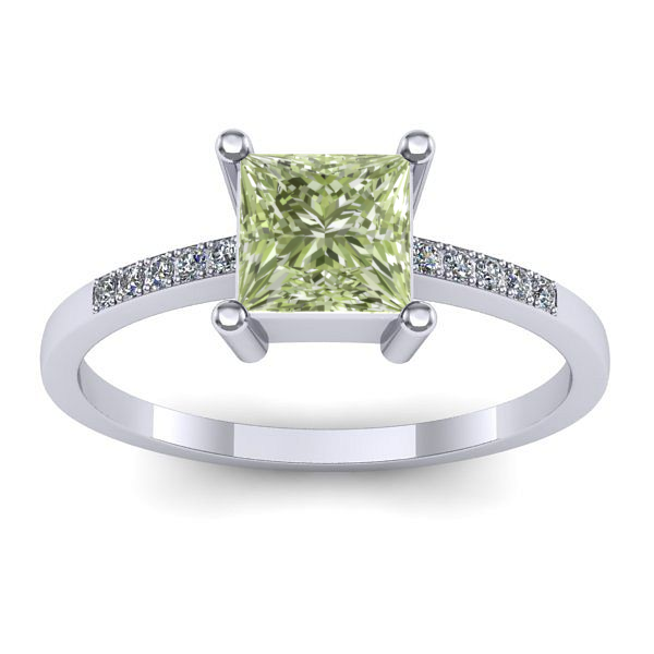 Inel cu diamant de laborator verde patrat