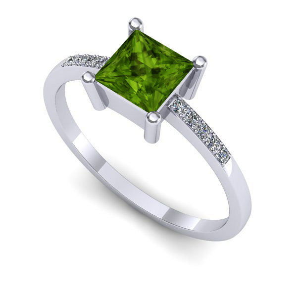 Inel din aur alb cu peridot