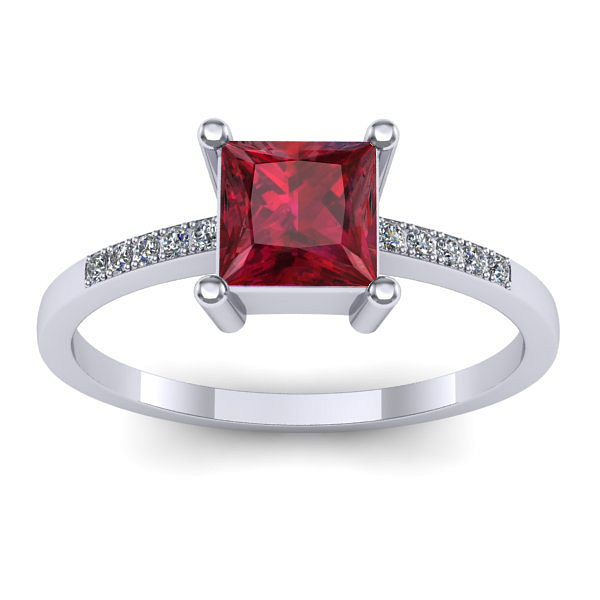 Inel de logodna cu rubin patrat