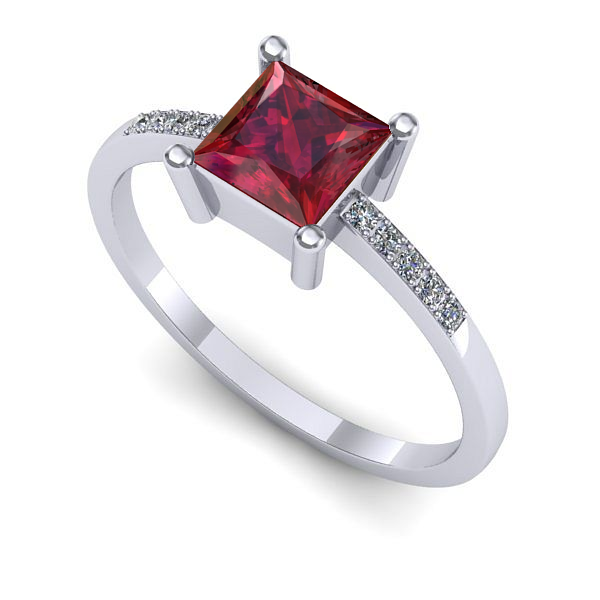 Inel din aur alb cu rubin