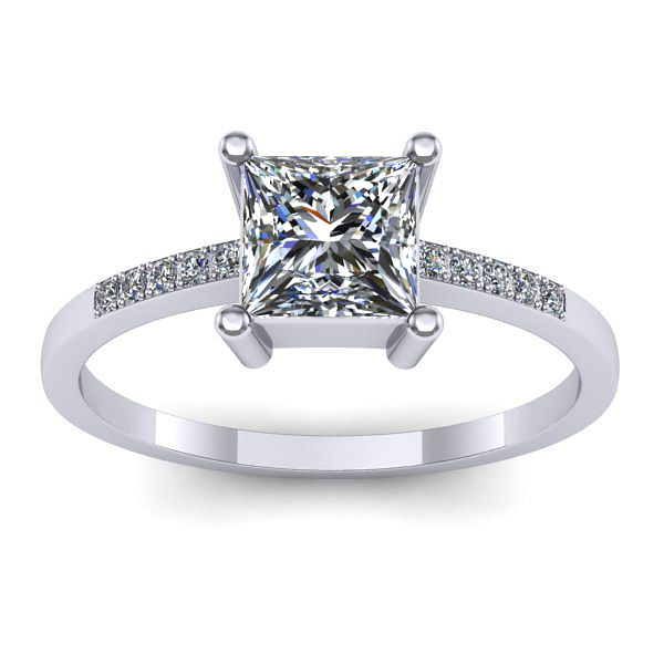 Inel logodna cu safir alb patrat