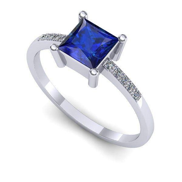 Inel de logodna din aur alb cu safir