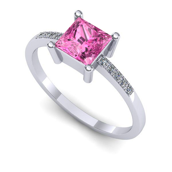 Inel din aur alb cu safir roz