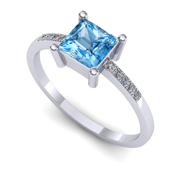 Inel logodna din aur alb cu topaz blue