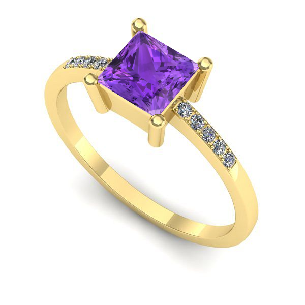 Inel de logodna din aur galben cu ametist