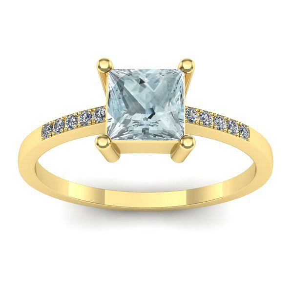 Inel logodna cu aquamarin patrat