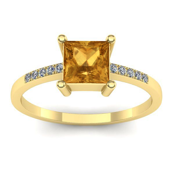 Inel logodna cu citrin patrat