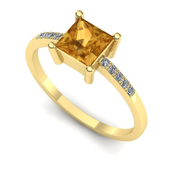 Inel logodna din aur galben cu citrin