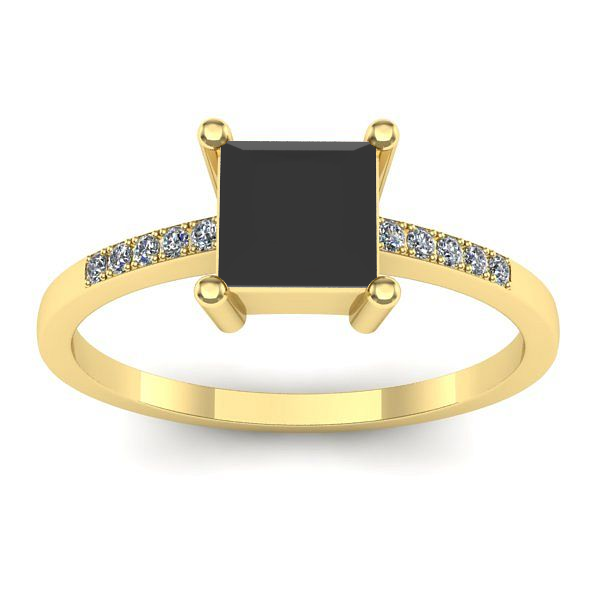 Inel logodna cu diamant negru patrat