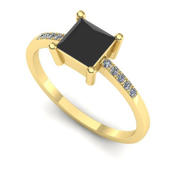 Inel din aur galben cu diamant negru