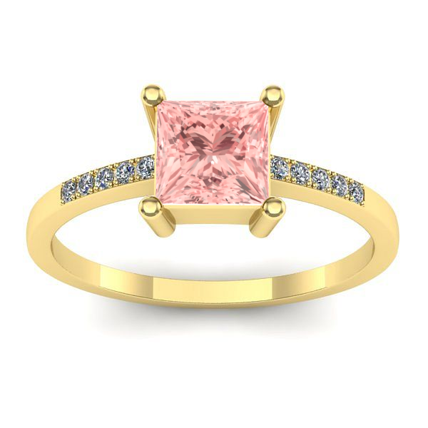 Inel cu diamant de laborator roz patrat