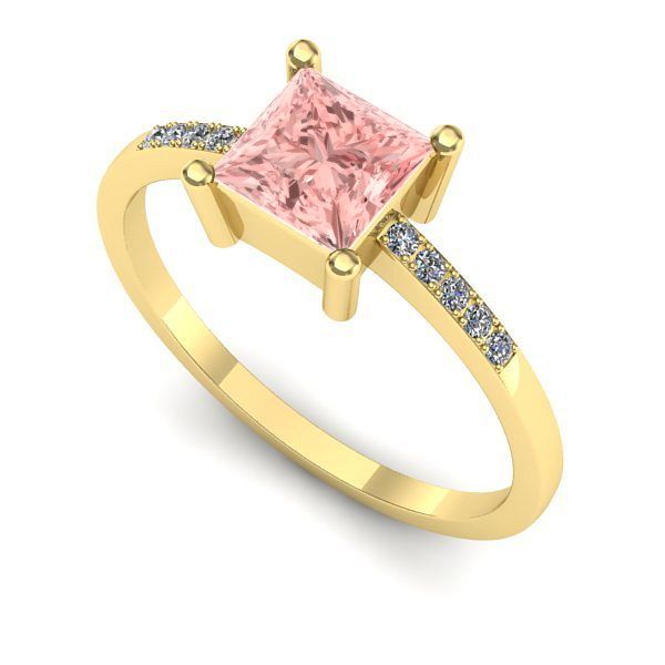 Inel de logodna din aur galben cu diamant de laborator roz