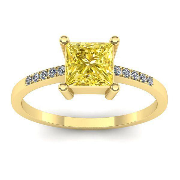 Inel logodna cu safir galben patrat