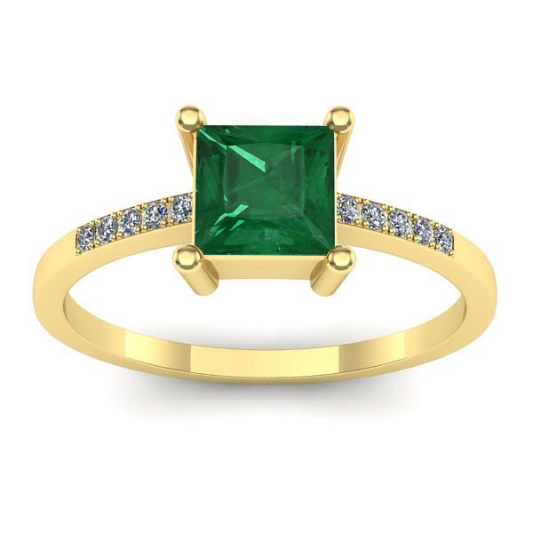 Inel cu smarald patrat