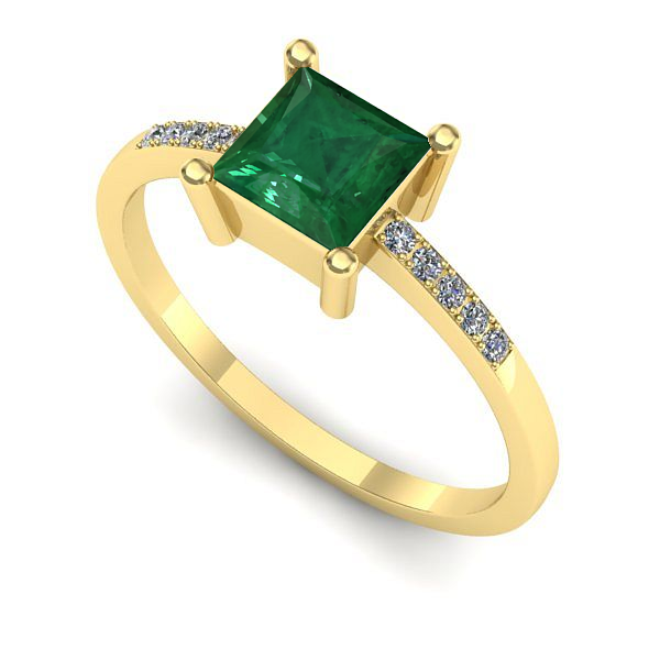 Inel de logodna din aur galben cu smarald