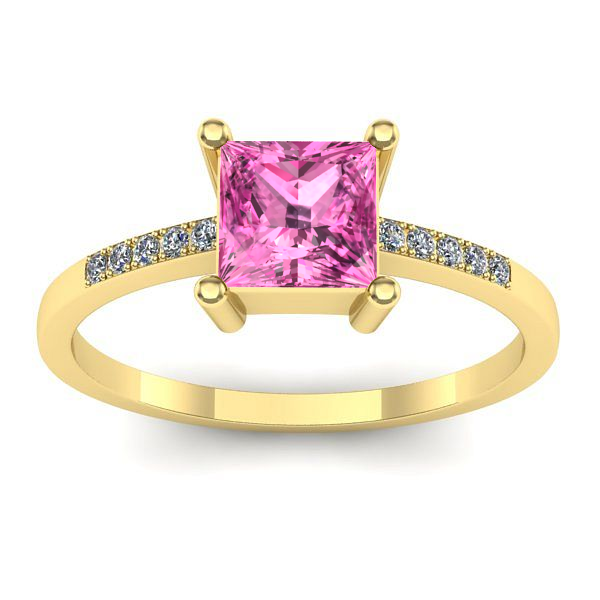 Inel logodna cu safir roz patrat