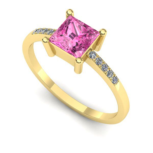 Inel din aur galben cu safir roz