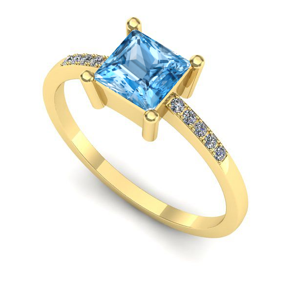 Inel din aur galben cu topaz blue