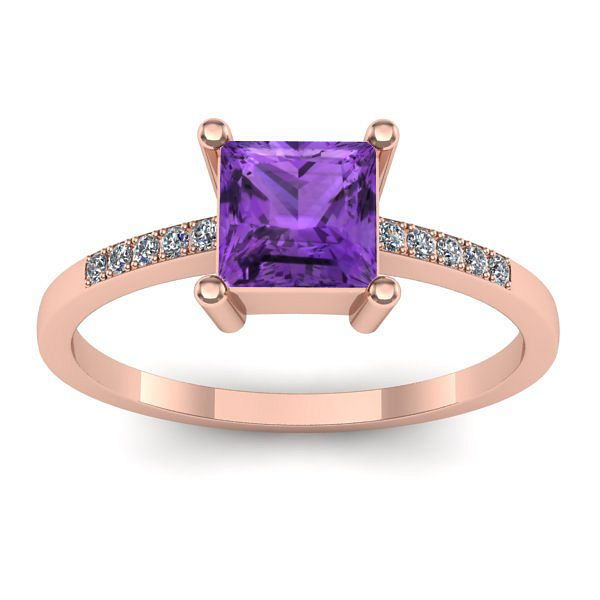 Inel logodna cu ametist patrat