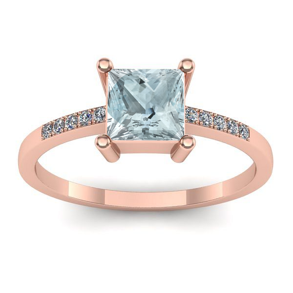 Inel cu aquamarin patrat