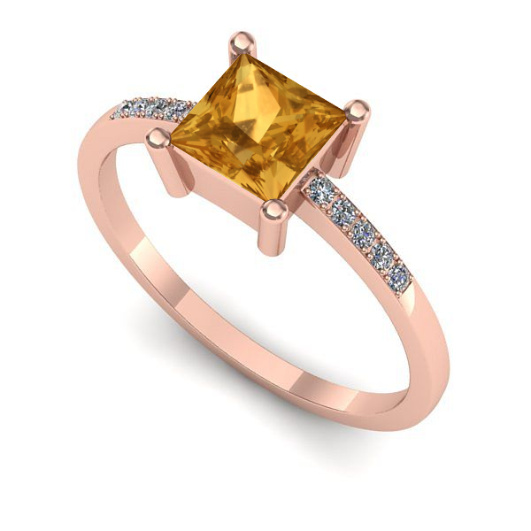 Inel logodna din aur roz cu citrin