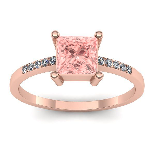 Inel de logodna cu diamant de laborator roz patrat