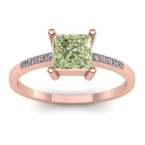 Inel logodna cu diamant de laborator verde patrat