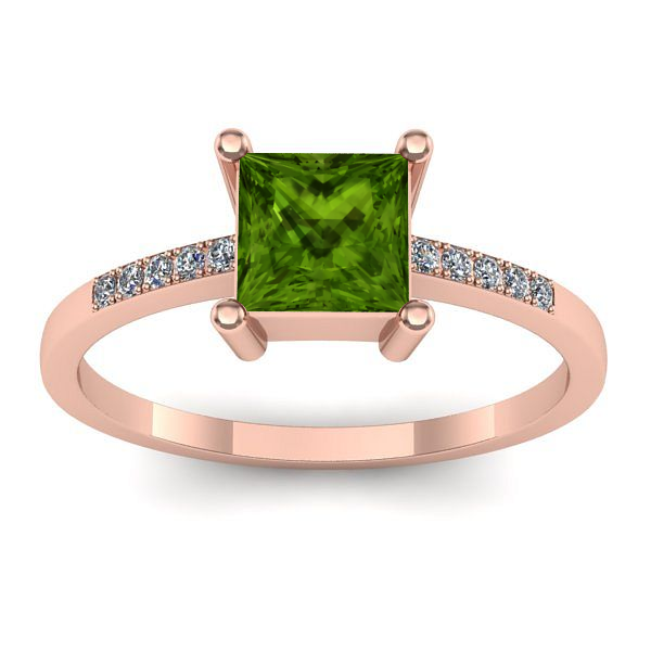 Inel cu peridot patrat