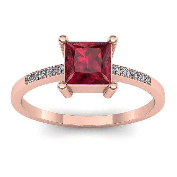 Inel cu rubin patrat