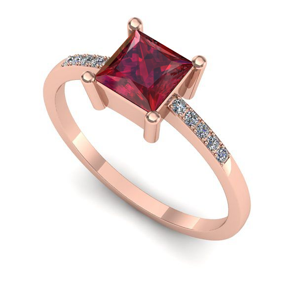 Inel logodna din aur roz cu rubin