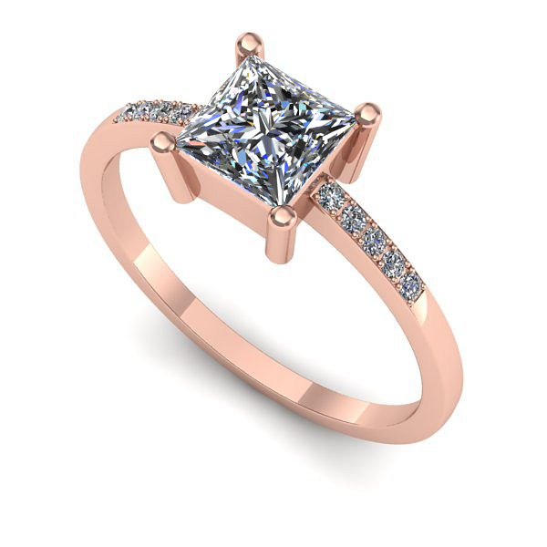 Inel logodna din aur roz cu diamant de laborator