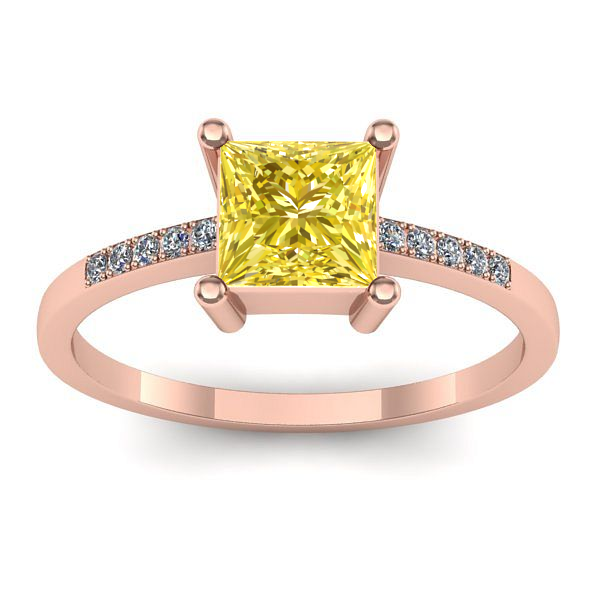 Inel de logodna cu safir galben patrat