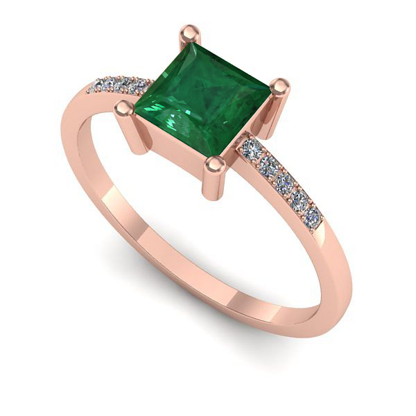 Inel din aur roz cu smarald