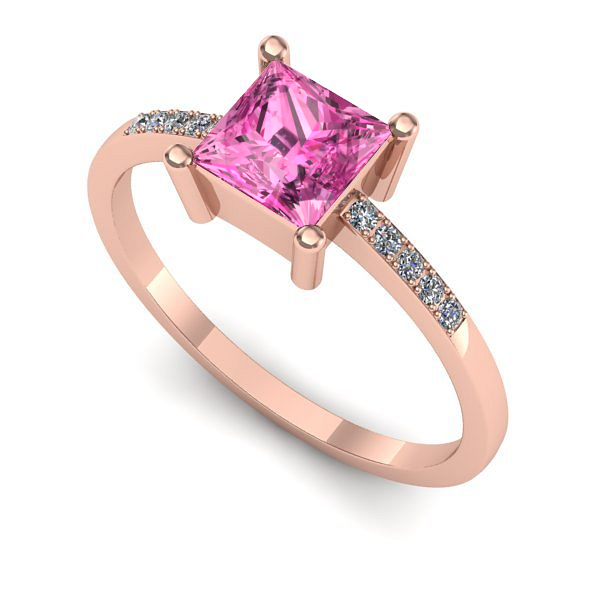 Inel de logodna din aur roz cu safir roz