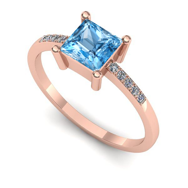 Inel logodna din aur roz cu topaz blue