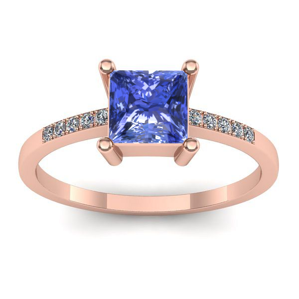 Inel logodna cu tanzanit patrat