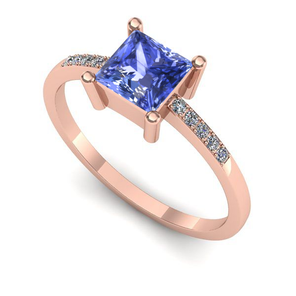 Inel din aur roz cu tanzanit