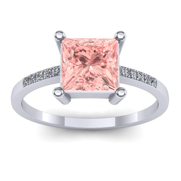 Inel de logodna cu diamant de laborator roz patrat