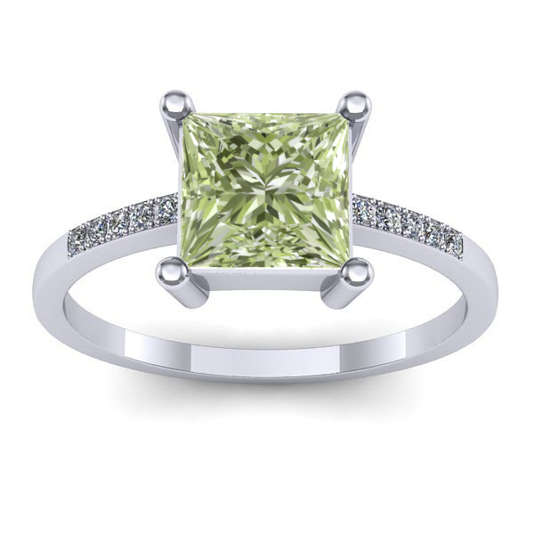 Inel logodna cu diamant de laborator verde patrat