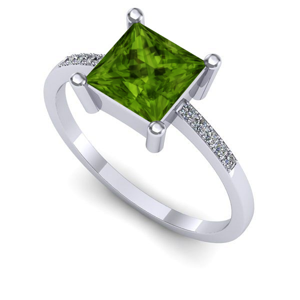 Inel logodna din aur alb cu peridot