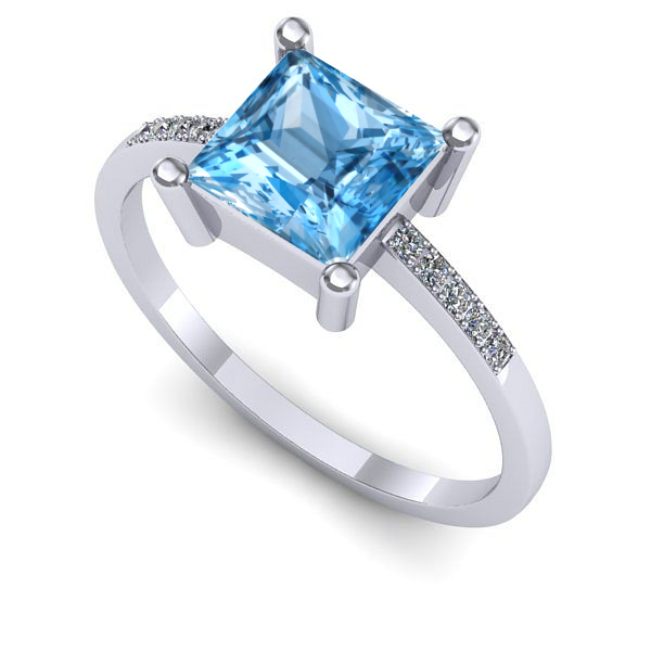 Inel logodna din aur alb cu topaz blue