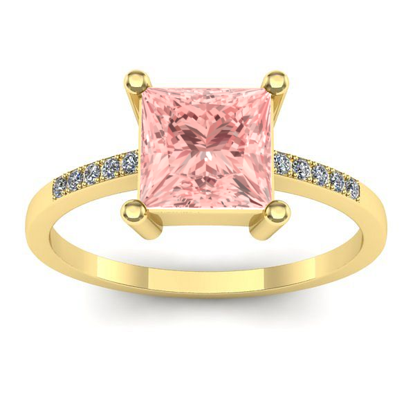 Inel cu diamant de laborator roz patrat