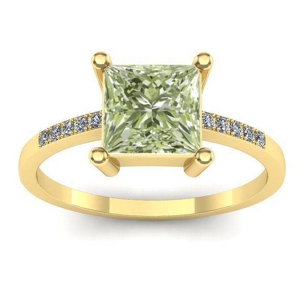 Inel de logodna cu diamant de laborator verde patrat