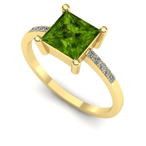 Inel logodna din aur galben cu peridot
