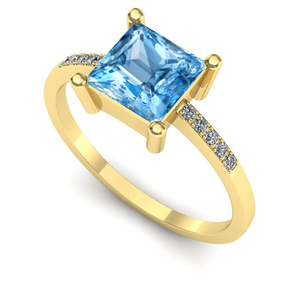 Inel din aur galben cu topaz blue